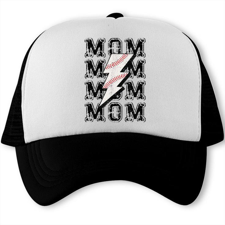 Baseball MOM Lightning Bolt Tshirt Retro Trucker Cap