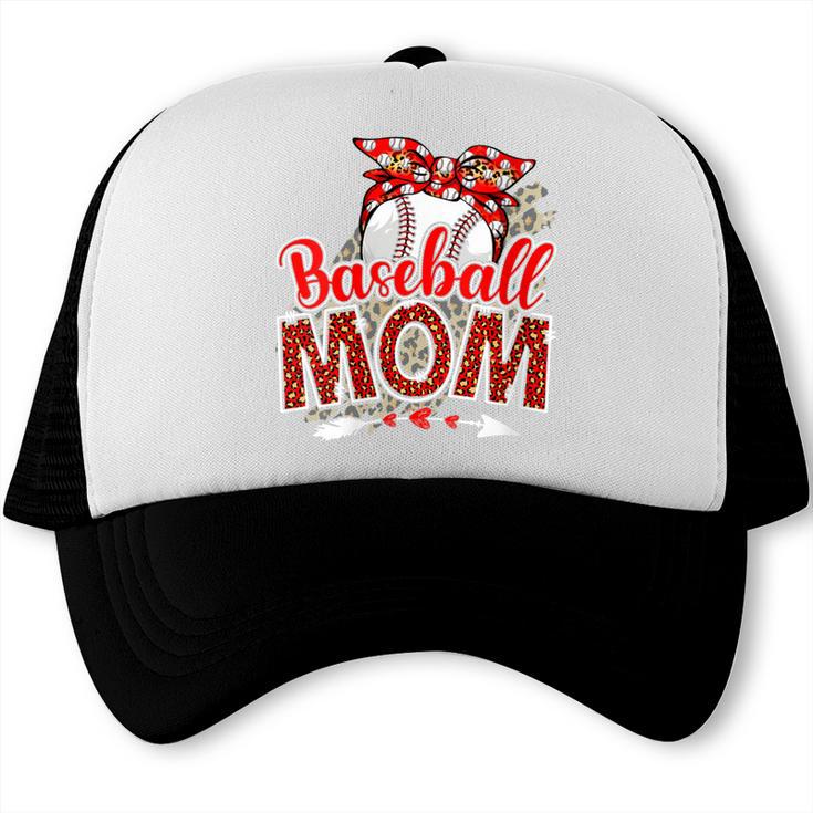 Baseball Mom Mama Mother's Day Leopard Sport Mom Mama Trucker Cap