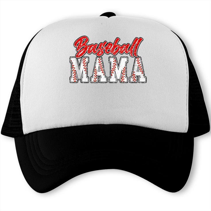 Baseball Mom Retro Groovy Baseball Mama Women Mother's Day Trucker Cap