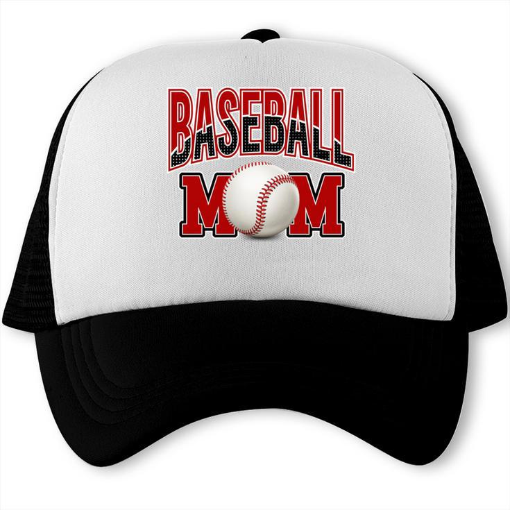 Baseball Mom Sports Red Trucker Cap