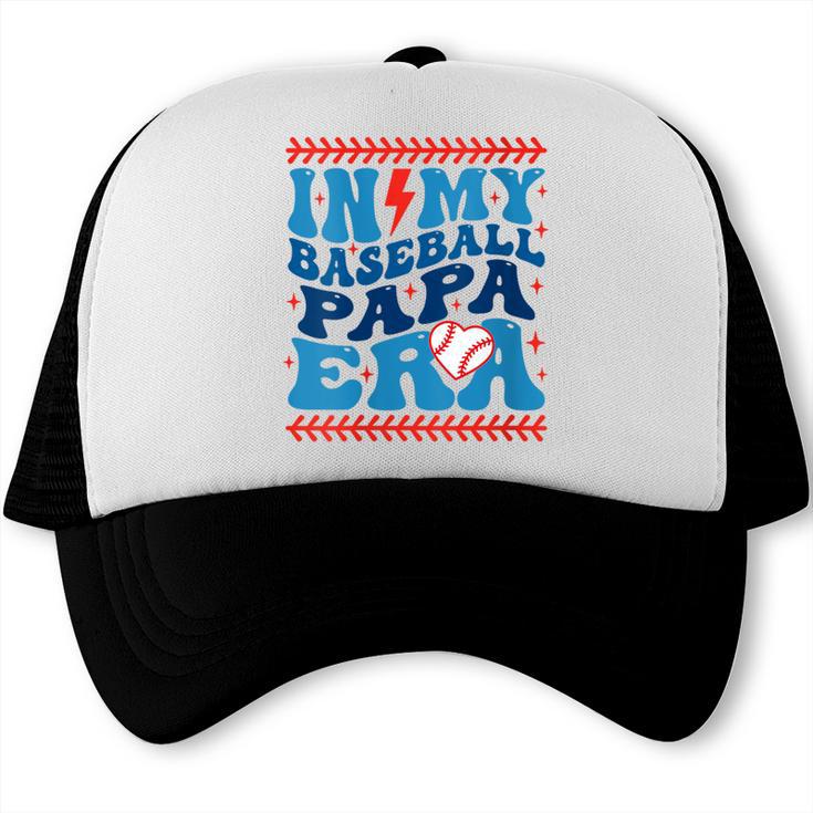 In My Baseball Papa Era Groovy Baseball Dad Family Matching Trucker Cap In My Baseball Papa Era Groovy Baseball Dad Family Matching Trucker Cap