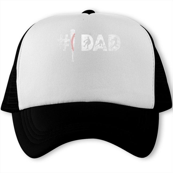Baseball Player Number One Baseball Dad Father's Day Premium Trucker Cap Baseball Player Number One Baseball Dad Father's Day Premium Trucker Cap