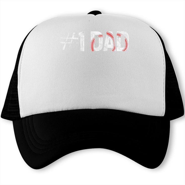 Baseball Player Number One Baseball Dad Father's Day Raglan Baseball Tee Trucker Cap Baseball Player Number One Baseball Dad Father's Day Raglan Baseball Tee Trucker Cap