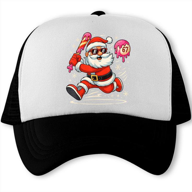 Baseball Santa 67 Baseball Christmas Pajamas Xmas Men Boy 67 Trucker Cap