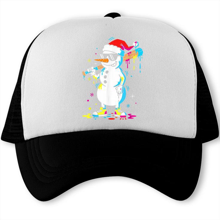 Baseball Snowman Drip Cool Christmas Men Boys Girls Trucker Cap