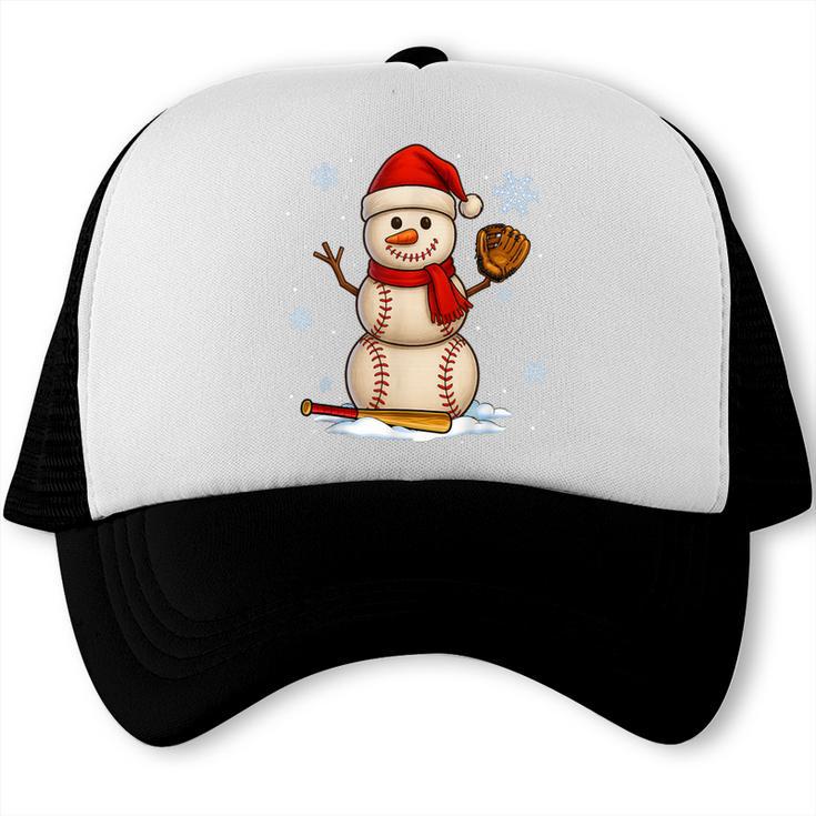Baseball Snowman Merry Christmas Holiday Sports Xmas Pajamas Trucker Cap Baseball Snowman Merry Christmas Holiday Sports Xmas Pajamas Trucker Cap