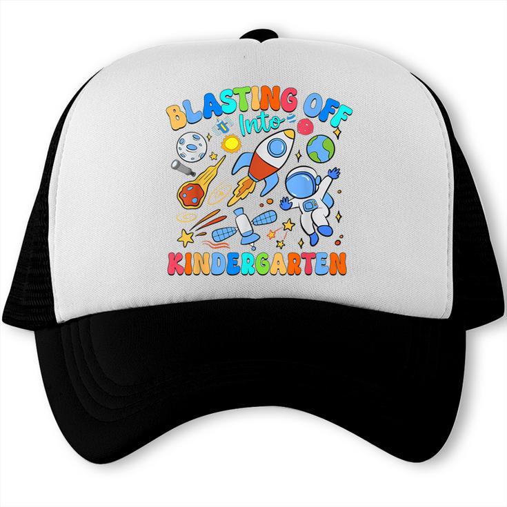 Blasting Off Into Kindergarten Back To School Boys Kid Trucker Cap Blasting Off Into Kindergarten Back To School Boys Kid Trucker Cap