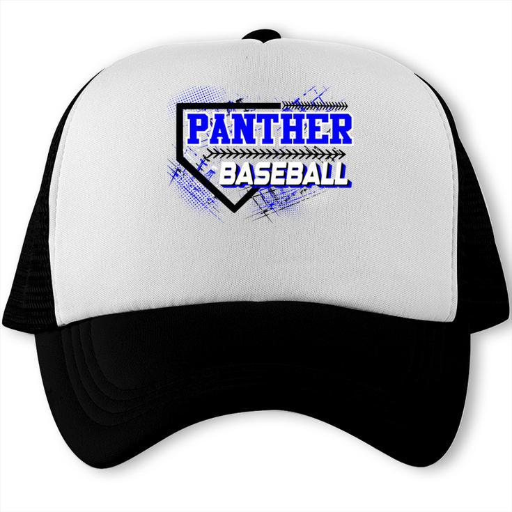 Blue Panther Baseball Home Plate Game Day Mascot Panther Trucker Cap Blue Panther Baseball Home Plate Game Day Mascot Panther Trucker Cap