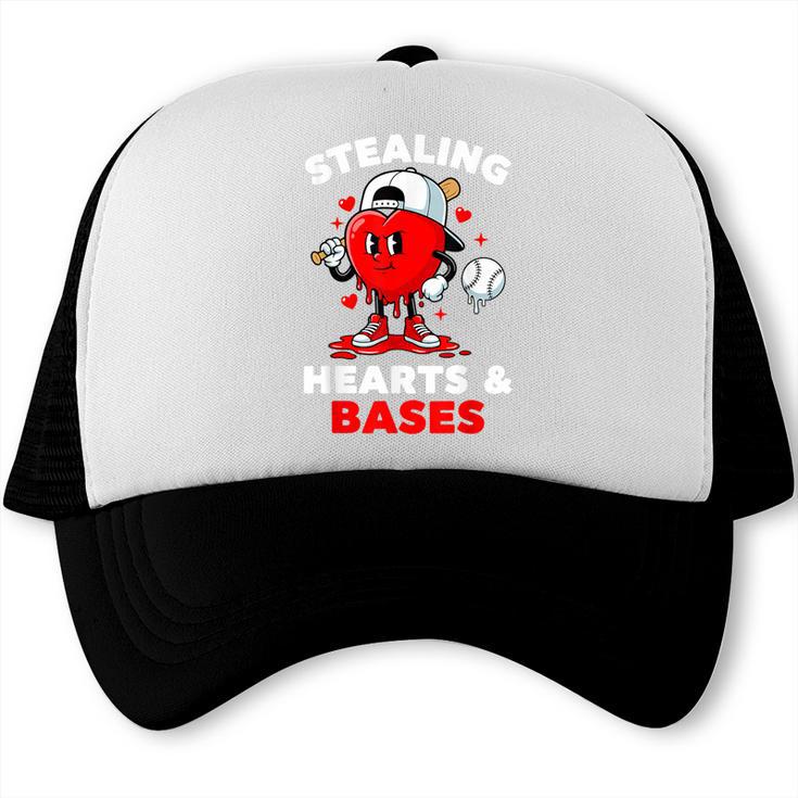 Boys Valentines Baseball Drip Icecream Stealing Hearts Kids Trucker Cap