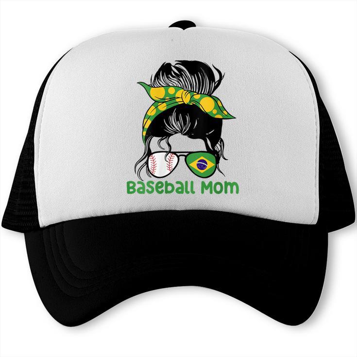 Brazil Baseball Mom Messy Bun Trucker Cap