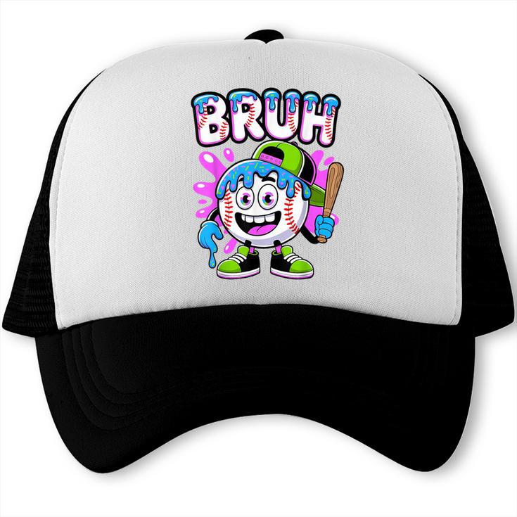 Bruh Baseball Drip Boys Youth Ice Cream Dripping Baseball Trucker Cap Bruh Baseball Drip Boys Youth Ice Cream Dripping Baseball Trucker Cap
