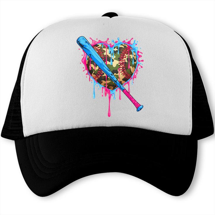 Camo Baseball Heart Drip Valentine Baseball Icecream Boys Trucker Cap