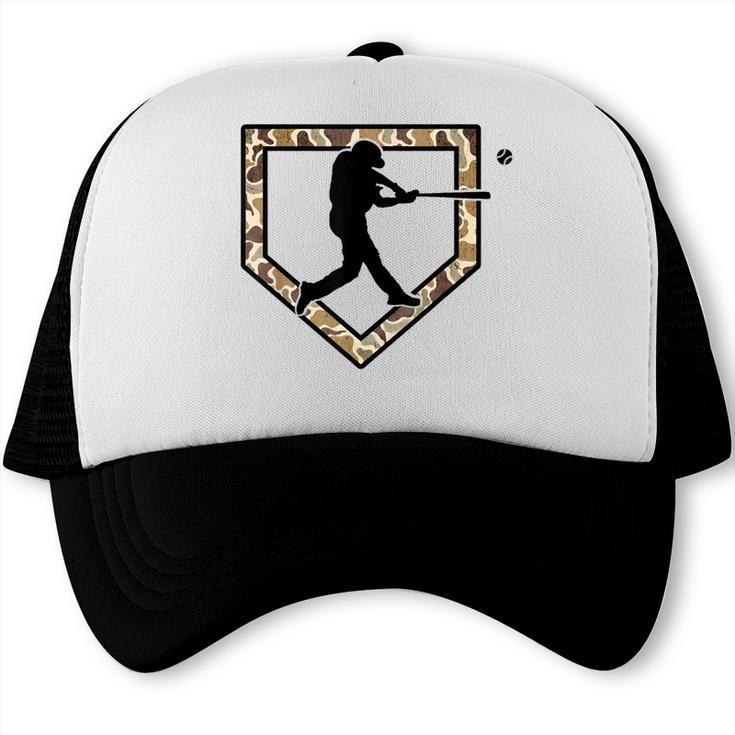 Camo Home Plate Camouflage Baseball Batter Youth Boys Trucker Cap