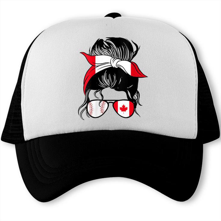 Canadian Baseball Mom Canada Flag Baseball Girl Trucker Cap