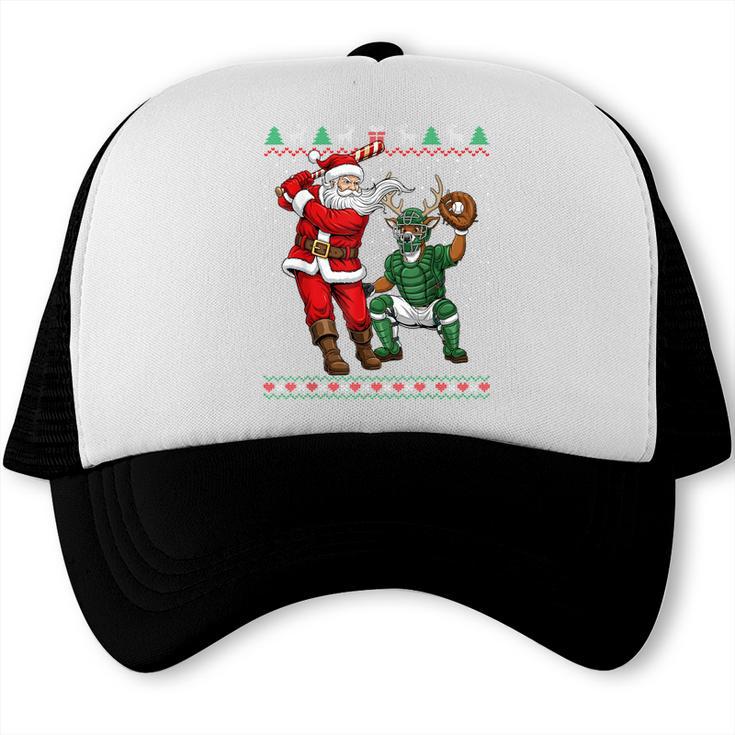 Christmas Santa Baseball Ugly Sweater Trucker Cap