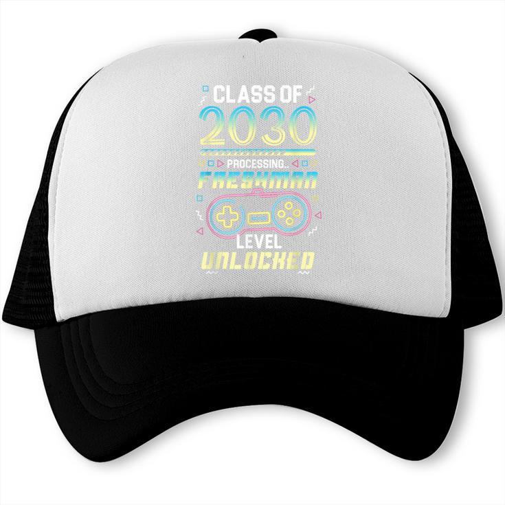 Class 2030 Gaming Freshman Level Unlocked Back To School Trucker Cap Class 2030 Gaming Freshman Level Unlocked Back To School Trucker Cap