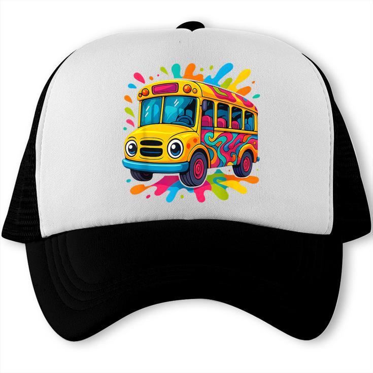 Colorful School Bus Driver Back To School Men Women Kids Trucker Cap