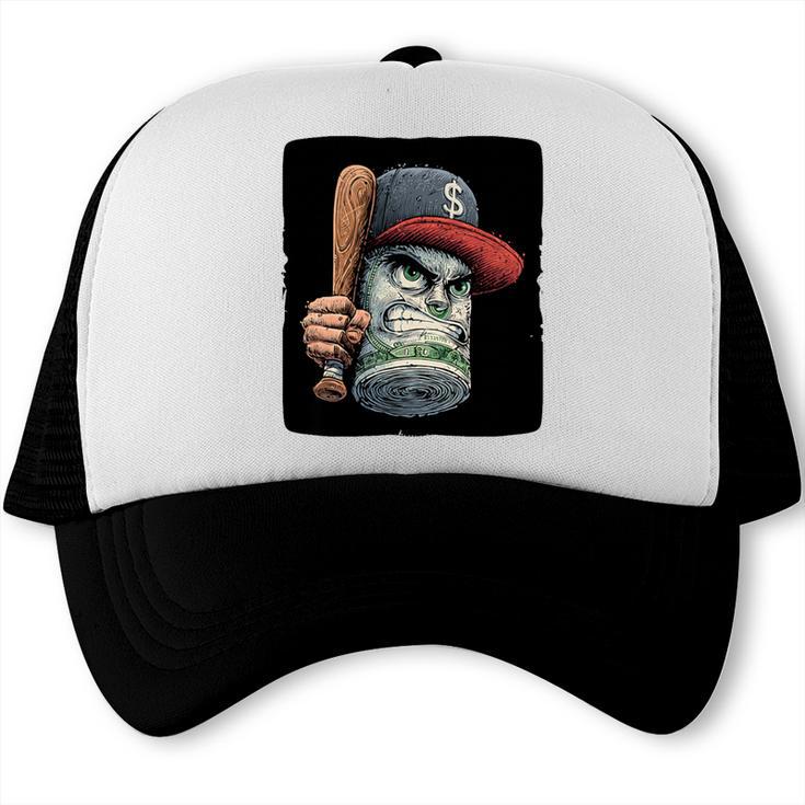 Cool Dollar Bill Guy With Cap And Baseball Costume Premium Tri-Blend Trucker Cap Cool Dollar Bill Guy With Cap And Baseball Costume Premium Tri-Blend Trucker Cap