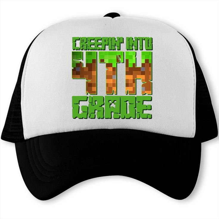 Creepin’ Into 4th Grade Kids Boy Gamer Pixel Back To School Performance Trucker Cap