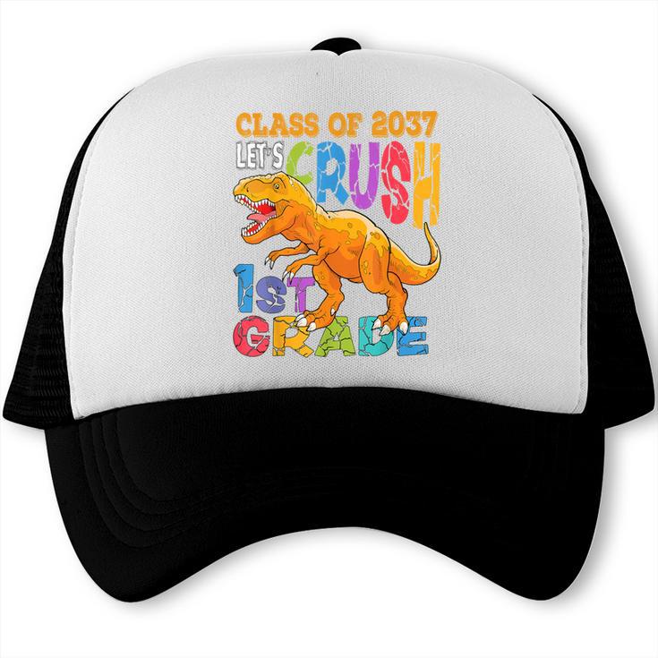 Crush 1st Grade Dinosaur Back To School Class Of 2037 Boy Trucker Cap