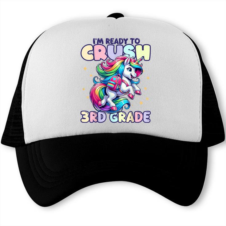 Crush 3rd Grade Girls Back To School Unicorn First Day Cute Trucker Cap Crush 3rd Grade Girls Back To School Unicorn First Day Cute Trucker Cap