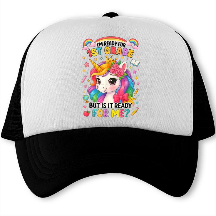 Crush First Grade Girls Back To School Unicorn First Day Trucker Cap Crush First Grade Girls Back To School Unicorn First Day Trucker Cap