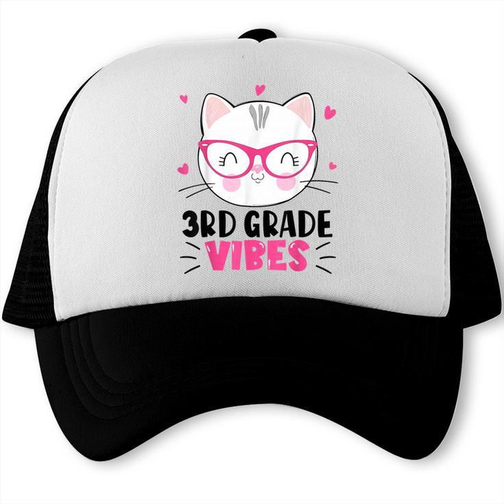 Cute 3rd Grade Vibes Cat Kitten Lover Back To School Girls Trucker Cap Cute 3rd Grade Vibes Cat Kitten Lover Back To School Girls Trucker Cap