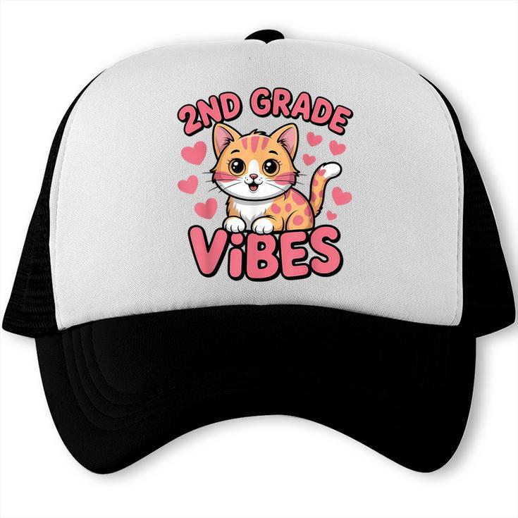 Cute Cat 2nd Grade Vibes Back To School Second Grade Girls Trucker Cap Cute Cat 2nd Grade Vibes Back To School Second Grade Girls Trucker Cap