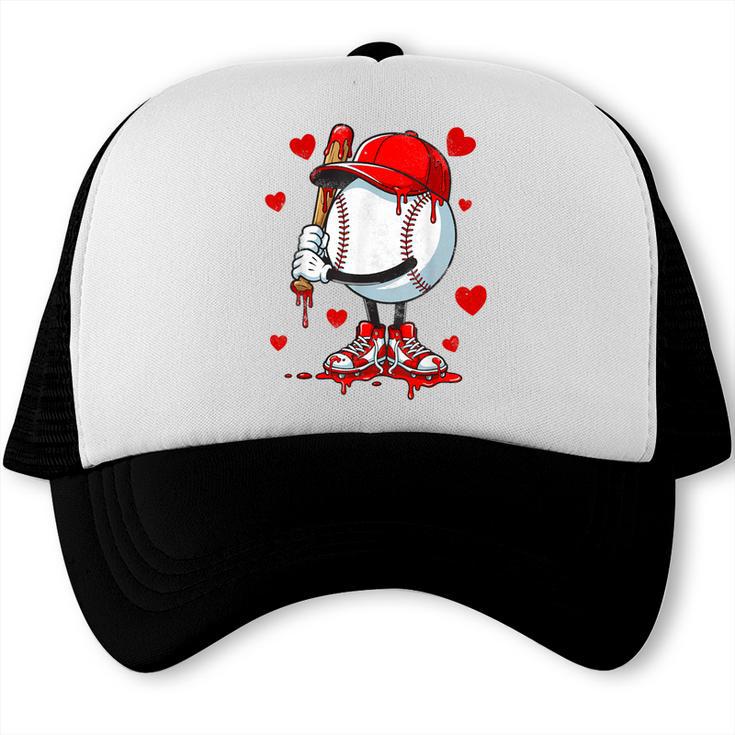 Cute Dripping Baseball Lover Valentines Day Boys Kids Trucker Cap