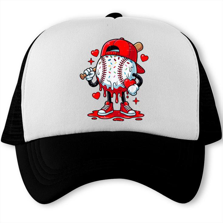 Cute Game Day Baseball Ice Cream Drip Valentine Love XOXO Trucker Cap