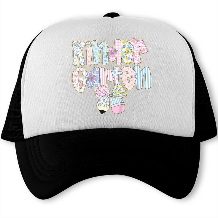 Cute Preppy Back To School Floral Kindergarten For Girls Trucker Cap Cute Preppy Back To School Floral Kindergarten For Girls Trucker Cap