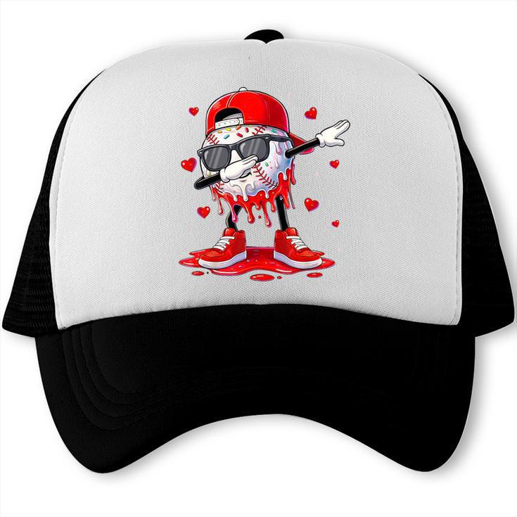 Dabbing Baseball Drip Ice Cream Youth Boy Valentines Day Trucker Cap