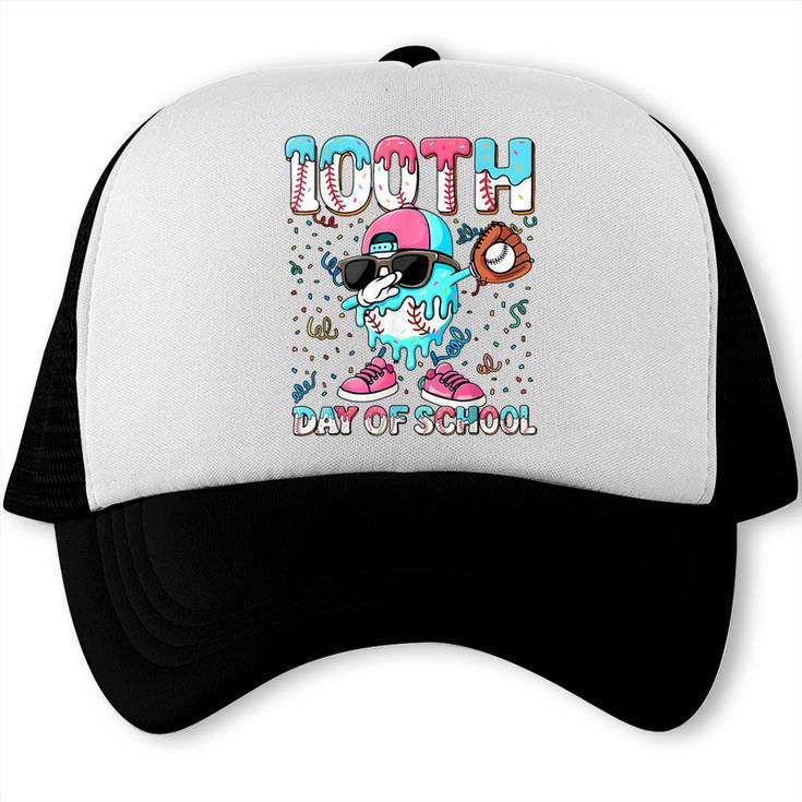 Dabbing Drippy 100th Days Of School Baseball Ice Cream Drip Trucker Cap