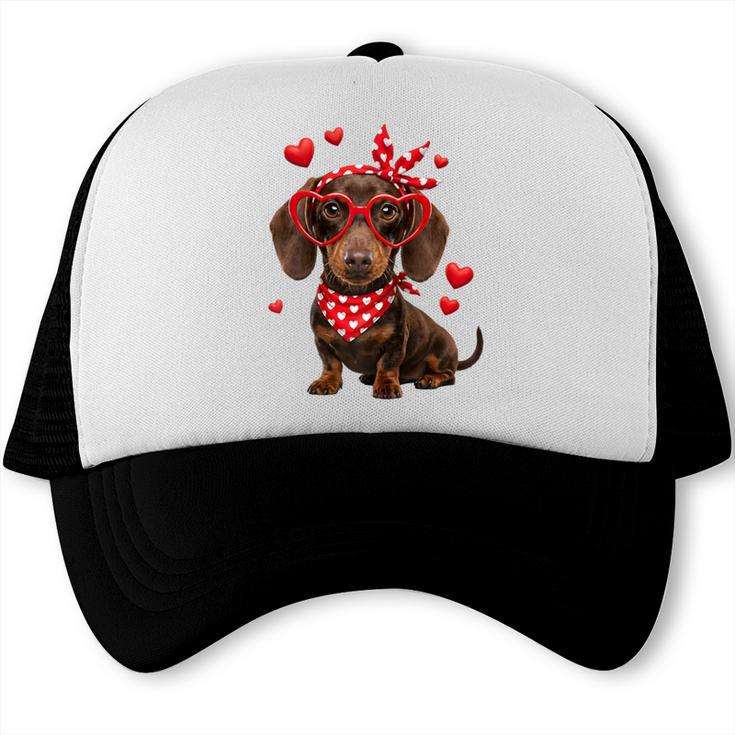 Dachshund Valentines Day Wiener Dog Lover Weenie Heart Raglan Baseball Tee Trucker Cap Dachshund Valentines Day Wiener Dog Lover Weenie Heart Raglan Baseball Tee Trucker Cap