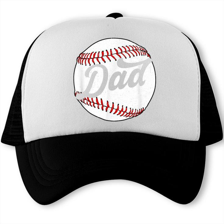 Dad Baseball Ball Vintage Groovy Baseball Daddy Fathers Day Trucker Cap