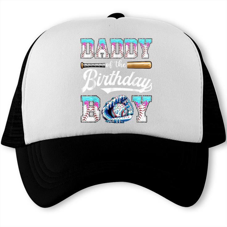 Daddy Of The Birthday Boy Baseball Ice Cream Drip Matching Trucker Cap