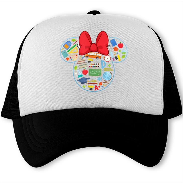 Disney Minnie Mouse Back To School Supplies Face Outline Trucker Cap