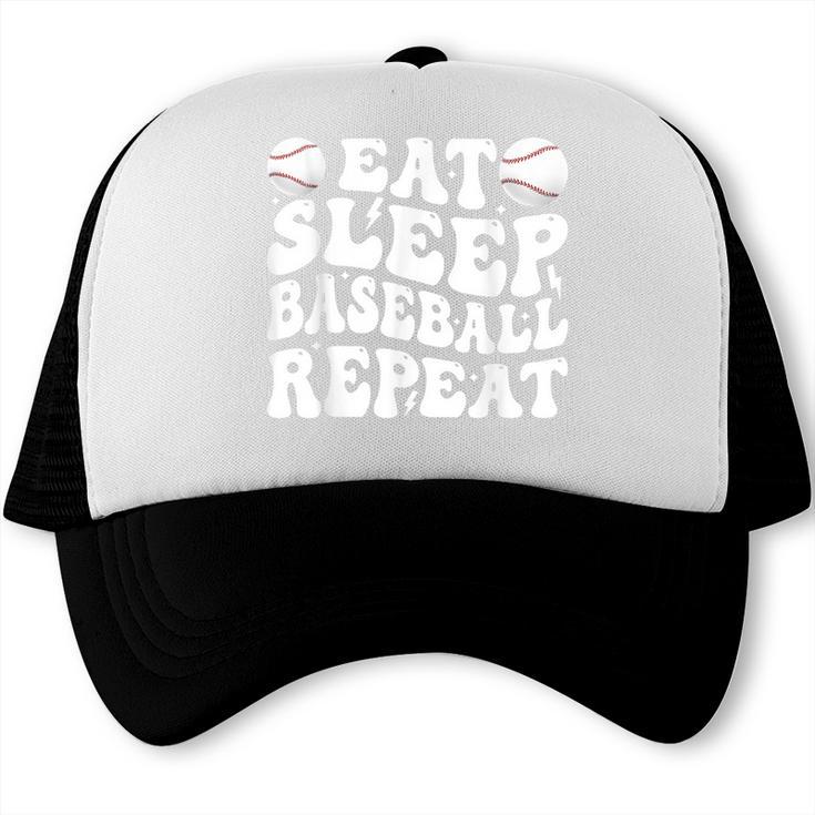 Eat Sleep Baseball Repeat Baseball Lover Baseball Mom Girls Trucker Cap