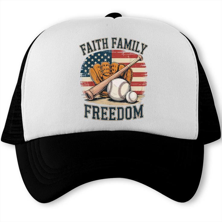 Faith Family Freedom Patriotic Christian Baseball Game Day Trucker Cap Faith Family Freedom Patriotic Christian Baseball Game Day Trucker Cap