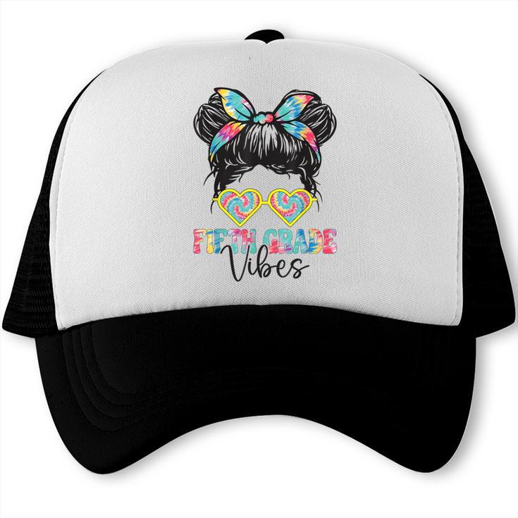 Fifth Grade Vibes Messy Hair Bun Girl Back To School 5th Trucker Cap Fifth Grade Vibes Messy Hair Bun Girl Back To School 5th Trucker Cap
