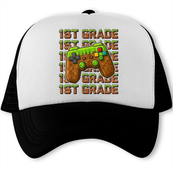First Day Of 1st Grade Level Begins Back To School Girl Boy Trucker Cap