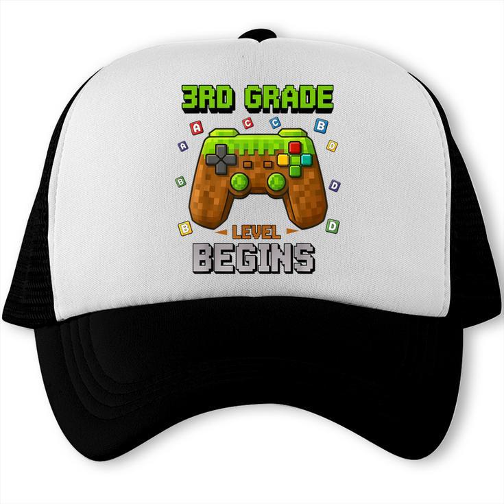 First Day Of 3rd Grade Level Begins Back To School Boy Trucker Cap