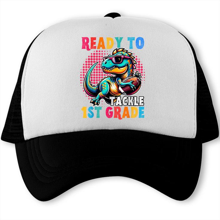 First Day Back To School 1st Grade Boys Football Dinosaur Trucker Cap