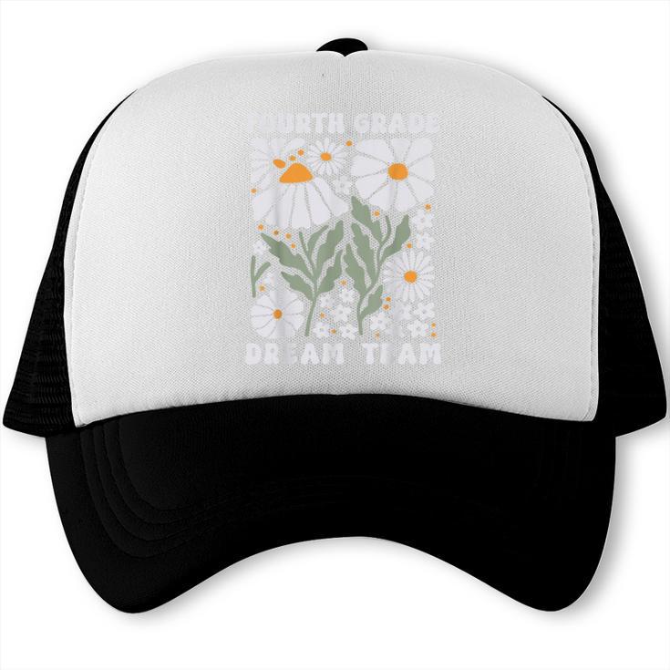 Fourth Grade Dream Team Back To School Boho Flower 4th Grade Trucker Cap
