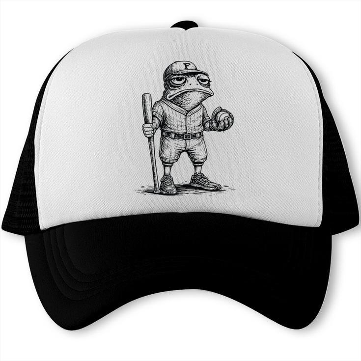 Frog Basketbal Men Women Grumpy Frog Playing Baseball Trucker Cap