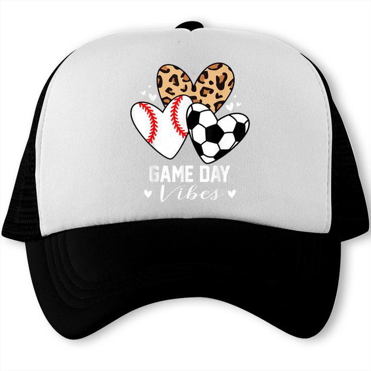 Game Day Vibes Soccer Baseball Mom Heart Trucker Cap