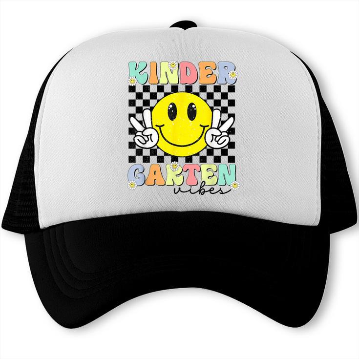Girls Kindergarten Vibes Smile Face Back To School Kinder Trucker Cap Girls Kindergarten Vibes Smile Face Back To School Kinder Trucker Cap