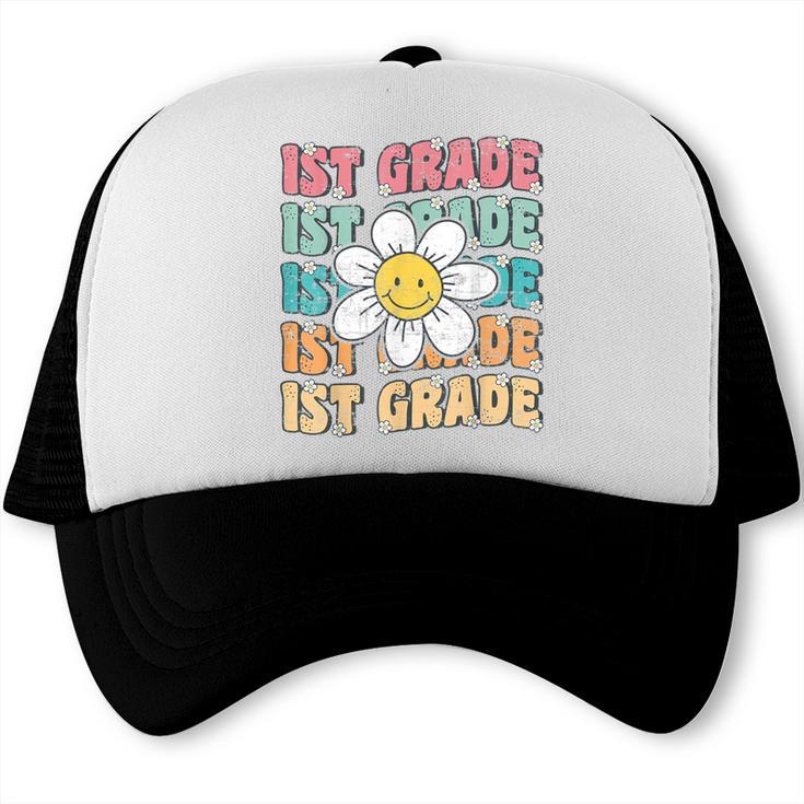 Groovy 1st Grade Back To School First Day Of First Grade Trucker Cap Groovy 1st Grade Back To School First Day Of First Grade Trucker Cap
