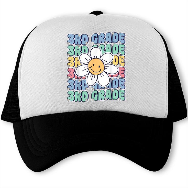 Groovy 3rd Grade Back To School First Day Of Third Grade Trucker Cap