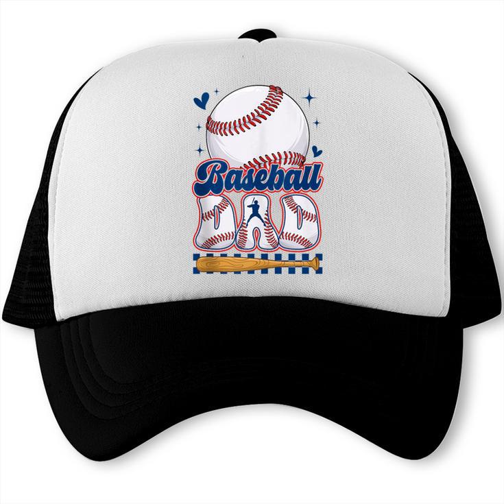 Groovy Baseball Dad Daddy Father Happy Fathers Day Men Guys Trucker Cap Groovy Baseball Dad Daddy Father Happy Fathers Day Men Guys Trucker Cap